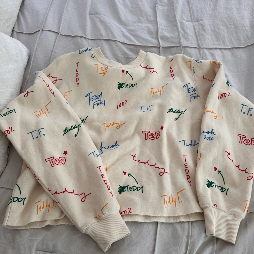 Cropped Teddy Fresh Cream Sweatshirt